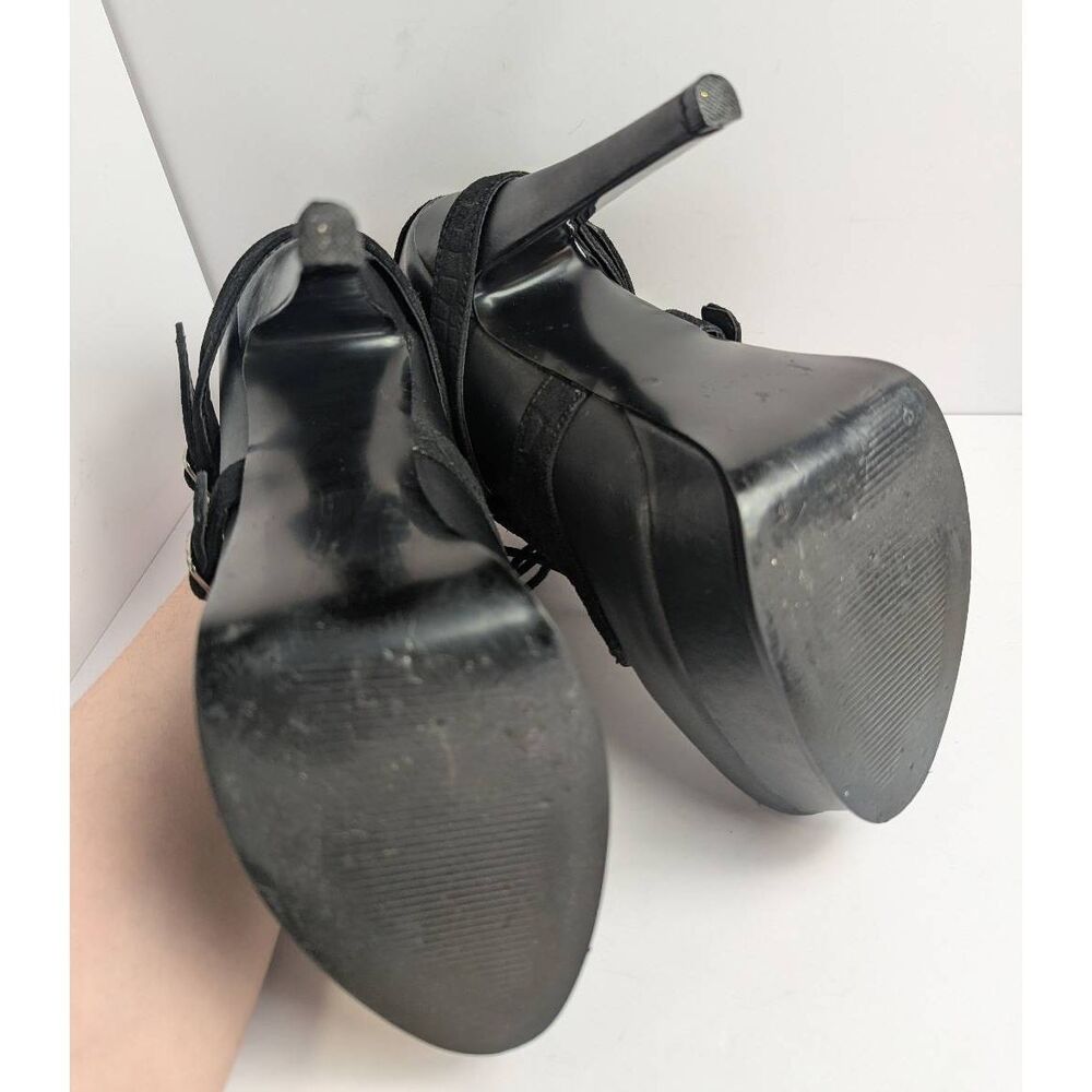 Y2K Bakers GENAA black leather lace up oxford platform booties womens 7 - Picture 8 of 8